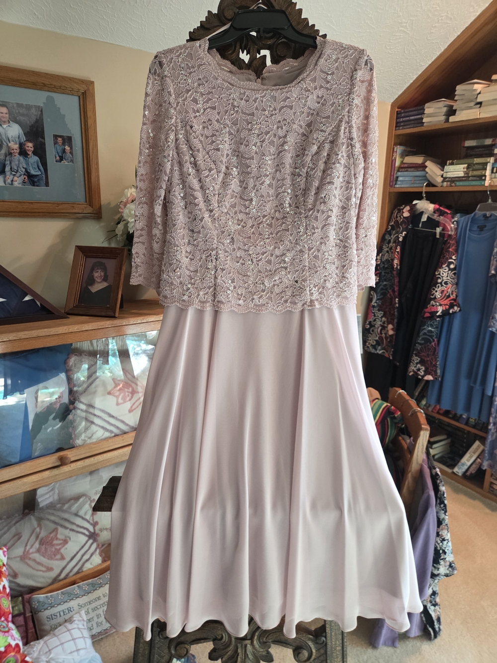 Alex Evenings Lace Bodice A-Line Gown in Light Mauve